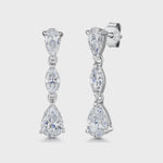 Load and play video in Gallery viewer, Sterling Silver Pear Marquise Shape Drop Earrings
