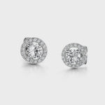 Load and play video in Gallery viewer, Sterling Silver Small Round Halo Stud Earrings JOOLS by Jenny Brown
