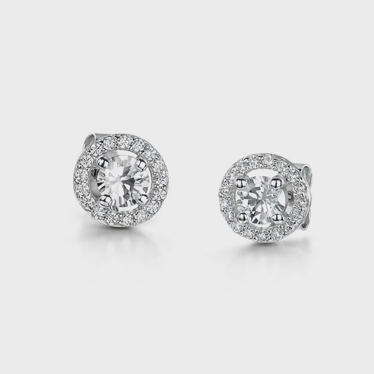 Sterling Silver Small Round Halo Stud Earrings JOOLS by Jenny Brown
