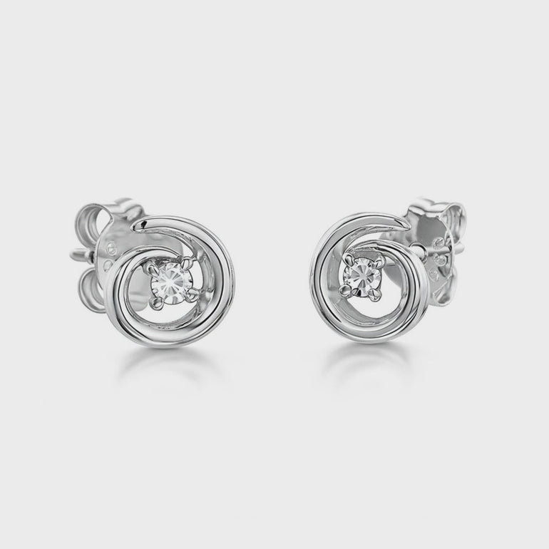  Sterling Silver Cubic Zirconia Small Twirl Stud Earrings -JOOLS by Jenny Brown