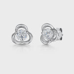 Load and play video in Gallery viewer, STERLING SILVER ZIRCONIA OPEN THREE FLOWER STUD EARRINGS WITH  CUBIC  ZIRCONIA Earrings - JOOLS By Jenny Brown
