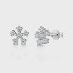 Load and play video in Gallery viewer, Sterling Silver Six Cubic Zirconia Stone  Snowflake Earrings - JOOLS By Jenny Brown
