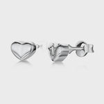 Load and play video in Gallery viewer, Sterling Silver Chunkly Flat Heart Stud Earrings - JOOLS By Jenny Brown
