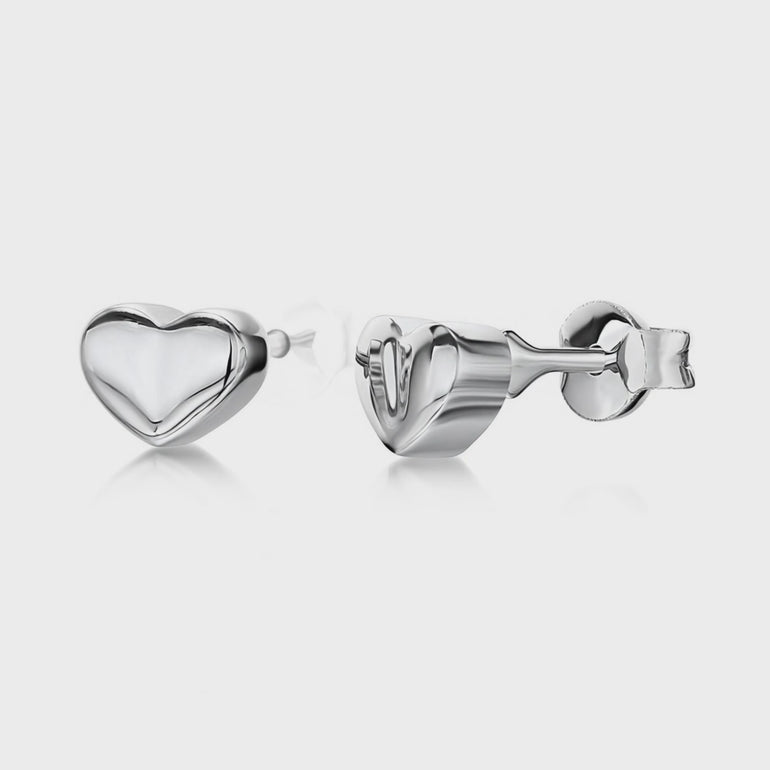 Sterling Silver Chunkly Flat Heart Stud Earrings - JOOLS By Jenny Brown