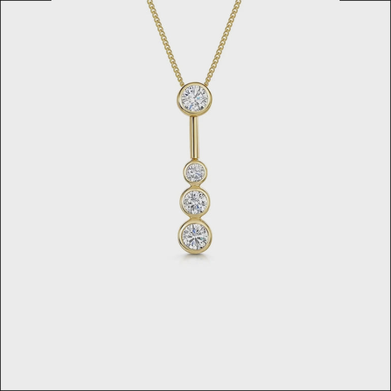 Yellow Gold Four Stone Drop Bubble Pendant - JOOLS By Jenny Brown