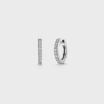 Load and play video in Gallery viewer, Sterling Silver Small Cubic Zircomia Huggie Hoop Earrings -JOOLS by Jenny Brown

