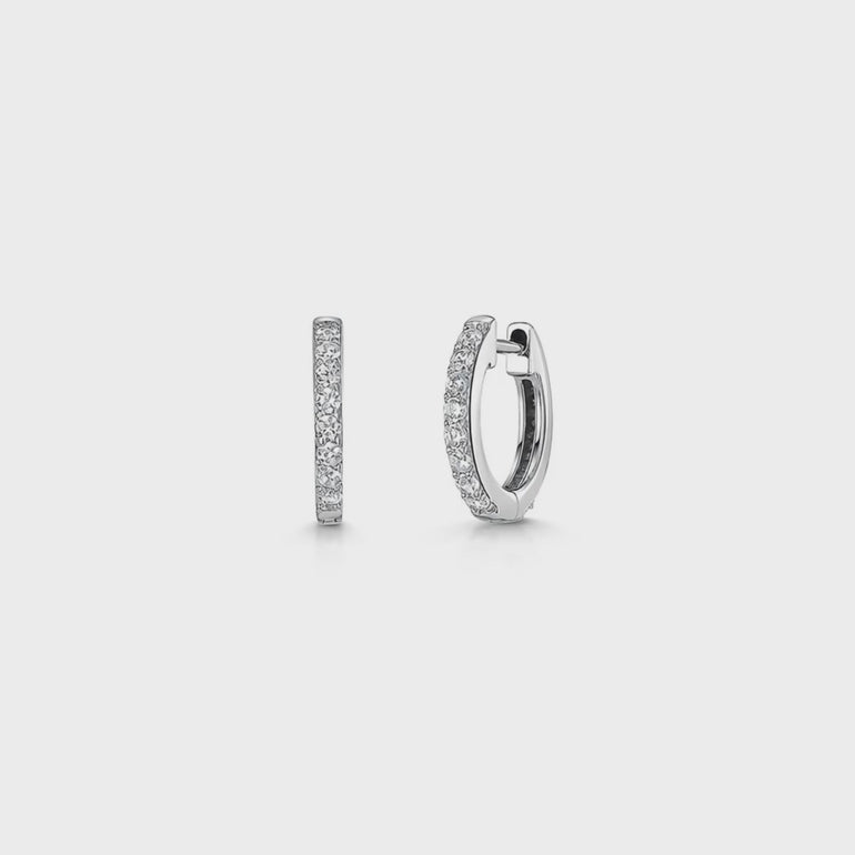 Sterling Silver Small Cubic Zircomia Huggie Hoop Earrings -JOOLS by Jenny Brown
