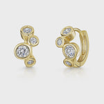 Load and play video in Gallery viewer, Yellow Gold Huggie Bubble Earrings Set With Zirconia Stones
