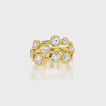 Load and play video in Gallery viewer, Yellow Gold Bubble Ring Set With 9 Rub Set Round Cubic Zirconia Stones-JOOLS by Jenny Brown
