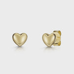 Load and play video in Gallery viewer, Yellow Gold Chunkly Flat Heart Stud Earrings - JOOLS By Jenny Brown

