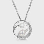 Load and play video in Gallery viewer, Double Pearl Swirl Silver Necklacee - JOOLS By Jenny Brown
