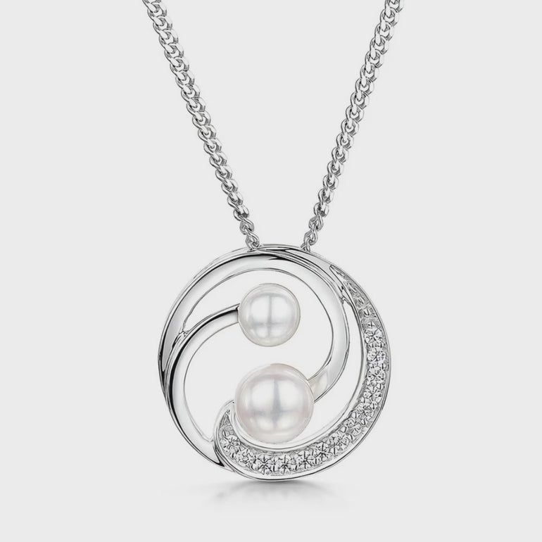Double Pearl Swirl Silver Necklacee - JOOLS By Jenny Brown