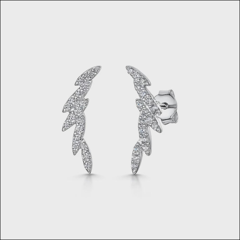 Sterling Silver Art Deco Inspired Linked Oval Pave Set Earrings With Cubic Zirconia Stones- JOOLS By Jenny Brown