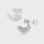 Load and play video in Gallery viewer, Sterling Silver Cubic Zirconia  Fan Shape Jacket Earrings
