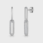 Load and play video in Gallery viewer, Sterling Silver Long Drop Link Earring With Cubic Zirconia-JOOLS by Jenny Brown
