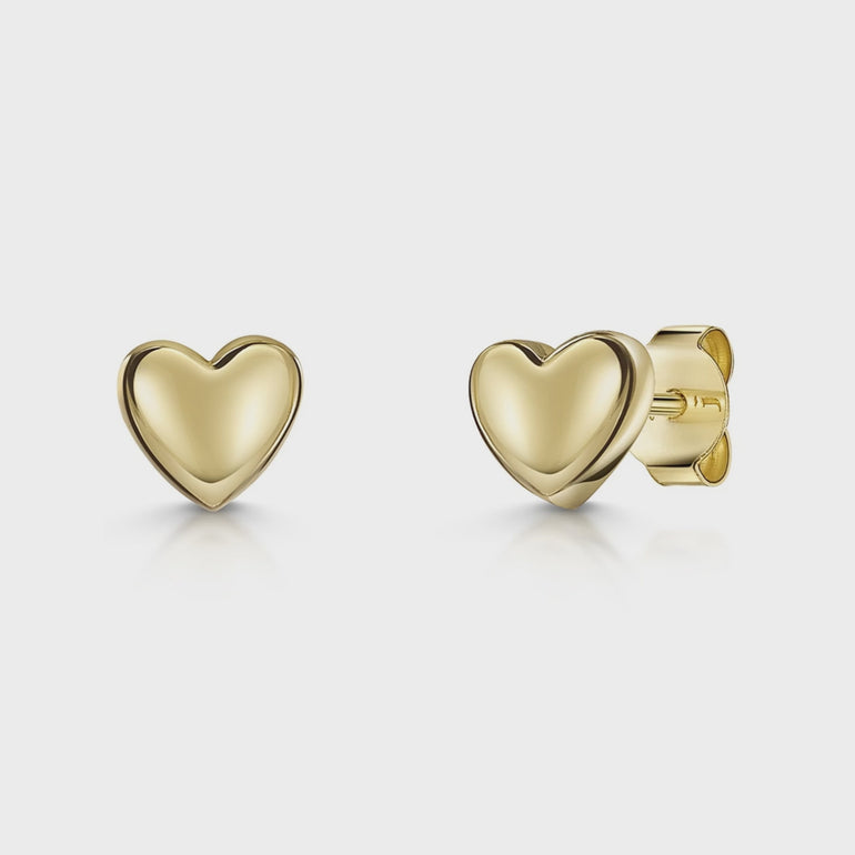 Yellow Gold Vermeil Bubbly Heart Stud Earrings-JOOLS by Jenny Brown
