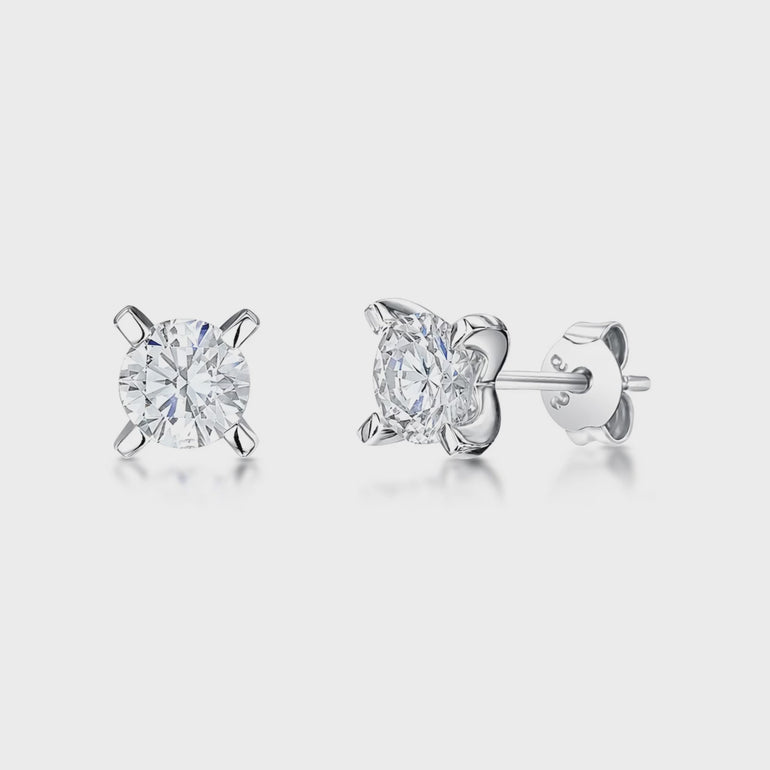 Sterling Silver Large Four Claw Set Cubic Zirconia Stud Earring JOOLS by Jenny Brown