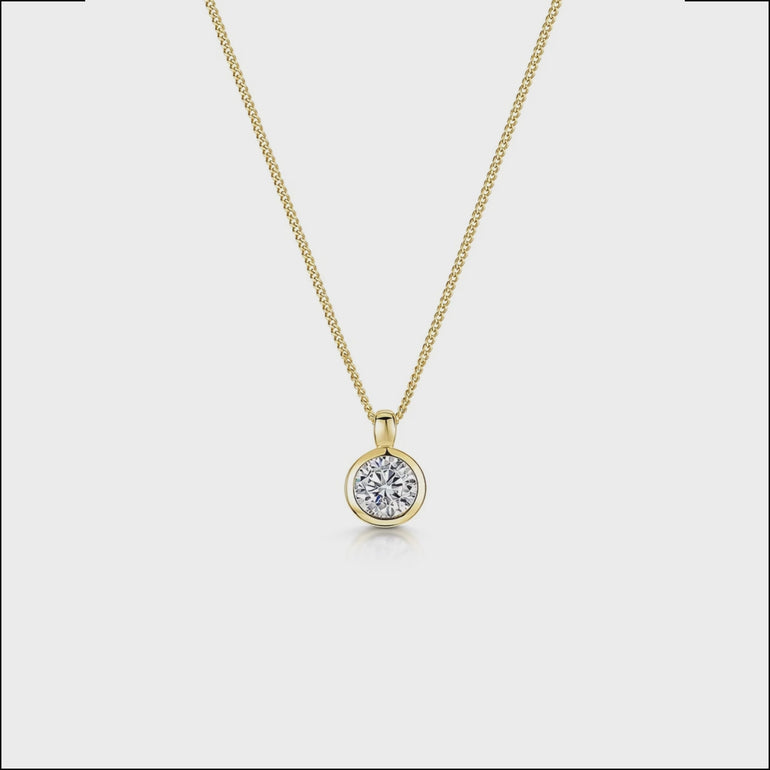  Yellow Gold 1 Carat Solitaire Pendant With A Cubic Zirconia Stone-JOOLS by Jenny Brown