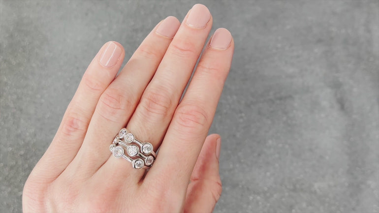 Sterling Silver Bubble Ring Set With 8 Rub Set Round Cubic Zirconia Stones - JOOLS By Jenny Brown