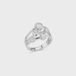 Load and play video in Gallery viewer, Solid 925 sterling silver statement cluster ring with round white cubic zirconia stones in bubble bezel settings.
