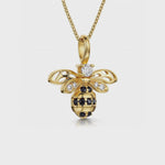 Load and play video in Gallery viewer, Large Yellow Gold Cubic Zirconia Bee Necklace-JOOLS by Jenny Brown
