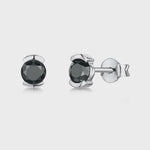 Load and play video in Gallery viewer, Sterling Silver Half Bezel Set Black Zirconia Stud  Earrings
