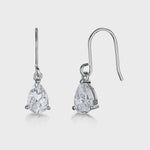 Load and play video in Gallery viewer, Sterling Silver Pear Cut Cubic Zirconia  Drop Earrings
