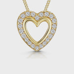 Load and play video in Gallery viewer, Yellow Gold Halo Heart Open Pendant With Pave Surround-JOOLS by Jenny Brown
