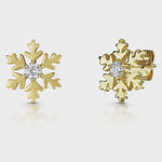 Load and play video in Gallery viewer, Yellow Gold Snowflake Stud Earrings Set With Cubic Zirconia-JOOLS by Jenny Brown
