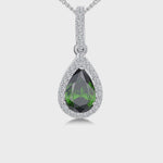 Load and play video in Gallery viewer, video clip of Sterling Silver Emerald Green Zirconia Teardrop Pendant - JOOLS By Jenny Brown
