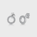 Load and play video in Gallery viewer, Sterling Silver Open Circle Pave Set Stud Earrings JOOLS by Jenny Brown
