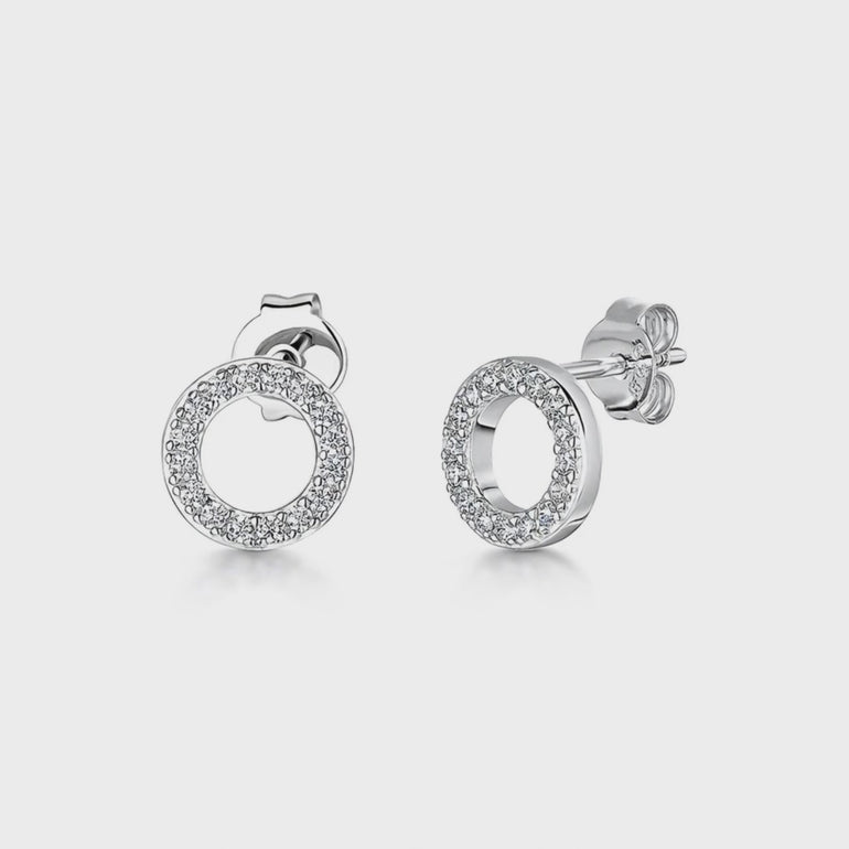 Sterling Silver Open Circle Pave Set Stud Earrings JOOLS by Jenny Brown