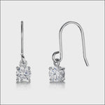 Load and play video in Gallery viewer, Sterling Silver One Carat Solitaire  Fishook Earringsfishhook drop earrings with cubic zirconia stones.
