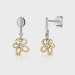 Load and play video in Gallery viewer, Open Flower Drop Earring With Cubic Zirconia Centres

