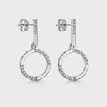 Load and play video in Gallery viewer, Sterling Silver Half Cuibc Zirconia Circle Drop Earrings-JOOLS by Jenny Brown
