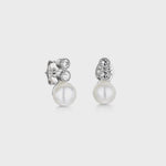 Load and play video in Gallery viewer, STERLING SILVER AND PEARL EARRINGS SET WITH TWO WHITE ZIRCONIA STONES Earrings - JOOLS By Jenny Brown
