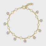 Load and play video in Gallery viewer, Yellow Gold Nine Stone Clover Charm Bracelet

