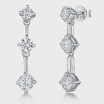 Load and play video in Gallery viewer, Sterling Silver Cubic Zirconia Three  Stone Earrings
