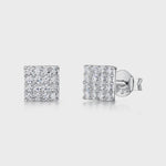 Load and play video in Gallery viewer, Sterling Silver Square Shaped Pave Set Stud Earrings JOOLS by Jenny Brown

