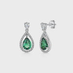 Load and play video in Gallery viewer, Sterling Silver  Emerald Green Halo Earrings
