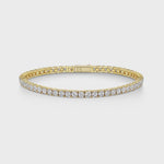 Load and play video in Gallery viewer, Yellow Gold Vermeil 6 Carat Cubic Zirconia Tennis Bracelet
