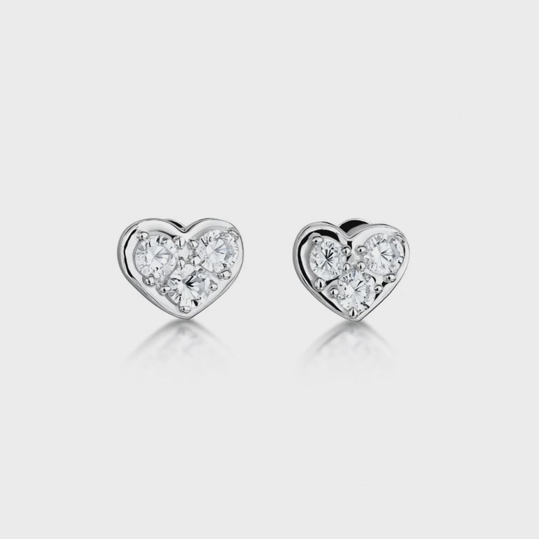 Sterling Silver Flat Heart Stud Earrings- JOOLS By Jenny Brown