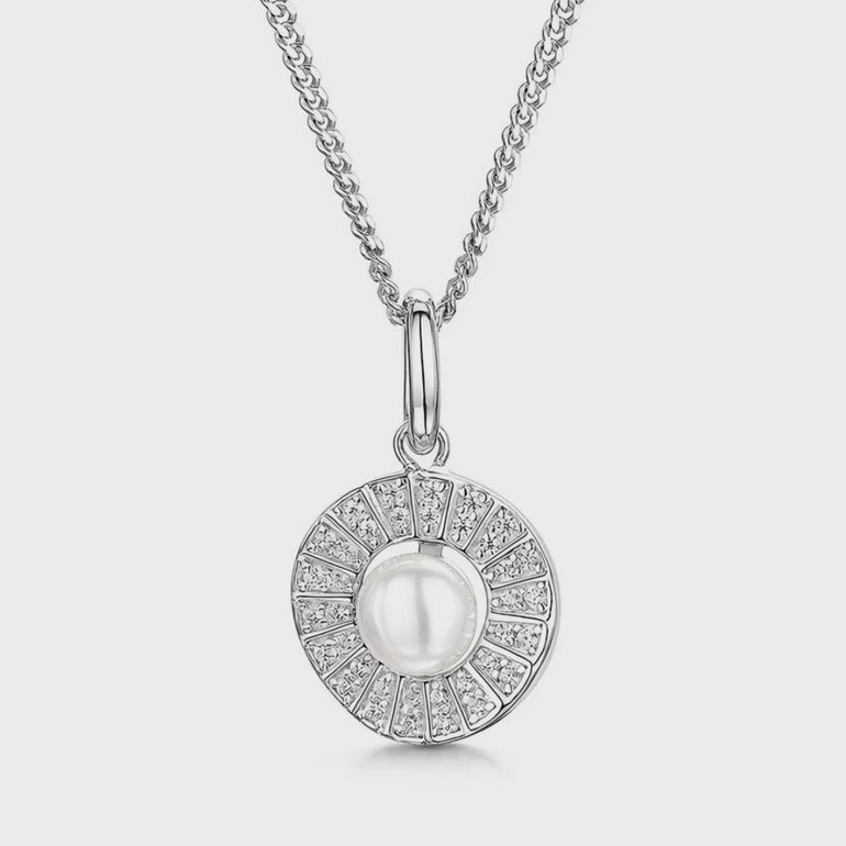 Silver Pearl Sunburst Necklace- JOOLS By Jenny Brown