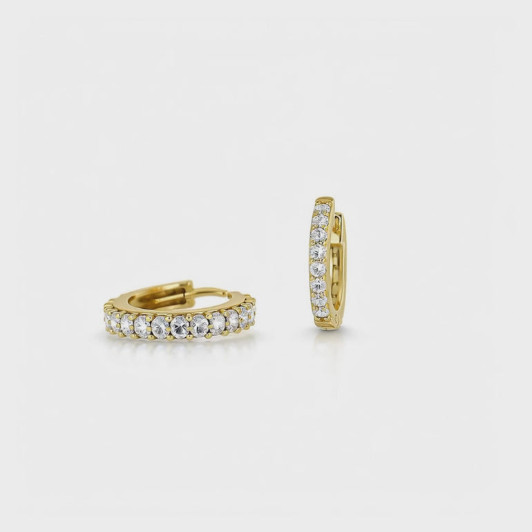 Sterling Silver Yellow Gold Small  Hoop Earrings Set With Cubic Zirconia's JOOLS by Jenny Brown