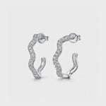 Load and play video in Gallery viewer, Sterling Silver Twisted Half Hoop Cubic Zirconia Set Earrings-JOOLS by Jenny Brown
