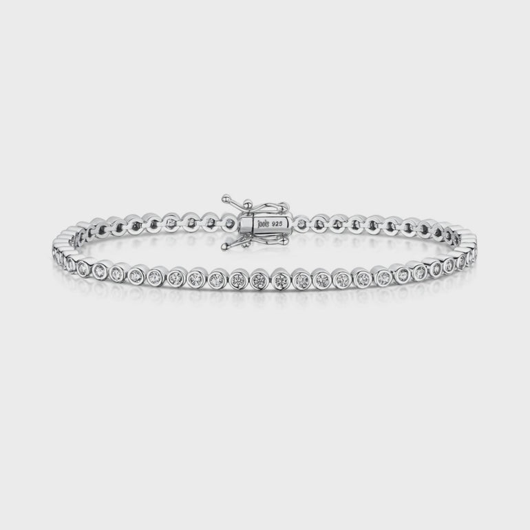 Sterling Silver 1.8 ct Cubic Zirconia Rubover Tennis Bracelet
