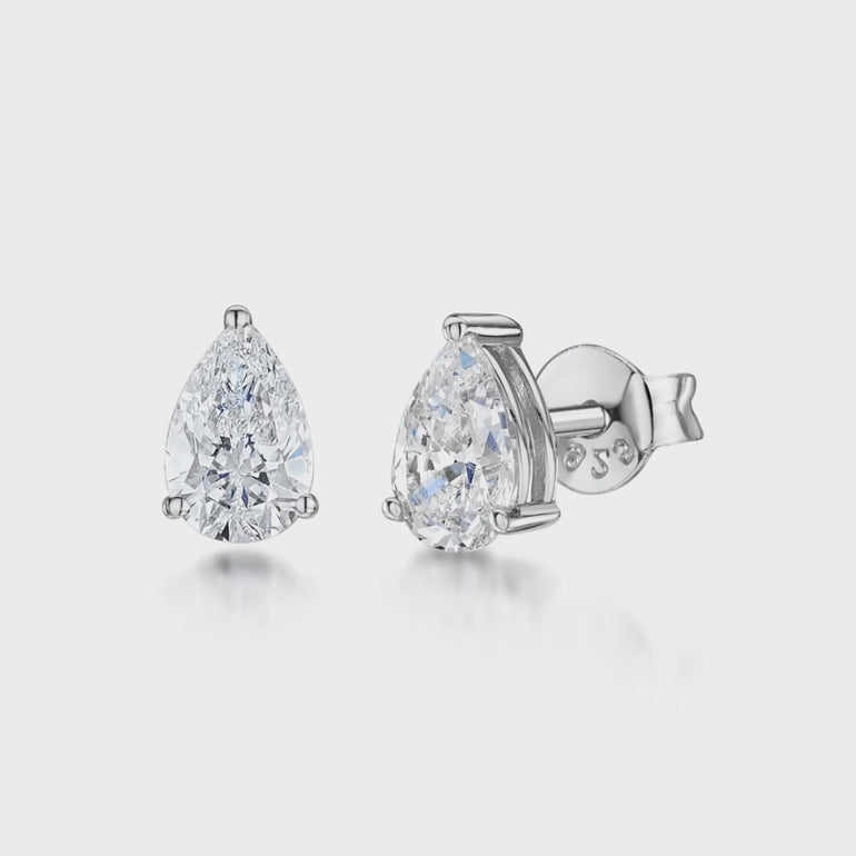 Sterling Silver Large Pear Shaped Cubic Zirconia Earrings-JOOLS by    
Jenny Brown