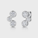 Load and play video in Gallery viewer, Sterling Silver Three Stone Bubble Earrings
