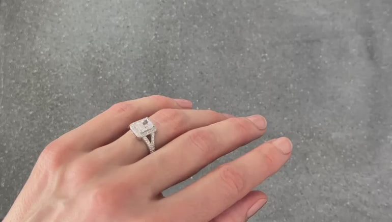 Sterling Silver and Princess Cut Cubic Zirconia Halo Ring - JOOLS By Jenny Brown