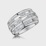 Load and play video in Gallery viewer, Sterling Silver Triple Band  Tension Set Cubic Zirconia Ring
